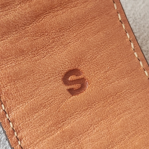 Vintage 90s Foree Hunsicker belt strap S brown leather croc embossed Medalias - Picture 10 of 11